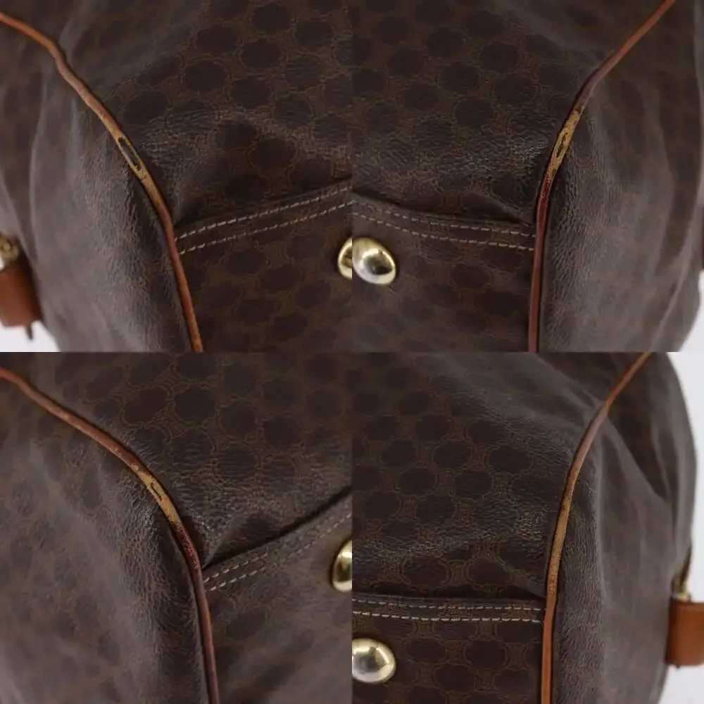 CELINE Macadam Canvas Boston Bag Pvc Leather Brown Gold
